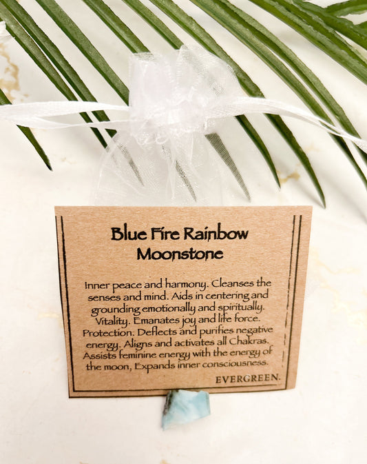 Raw / Rough Blue Fire Rainbow Moonstone - Peace, Harmony & Grounding
