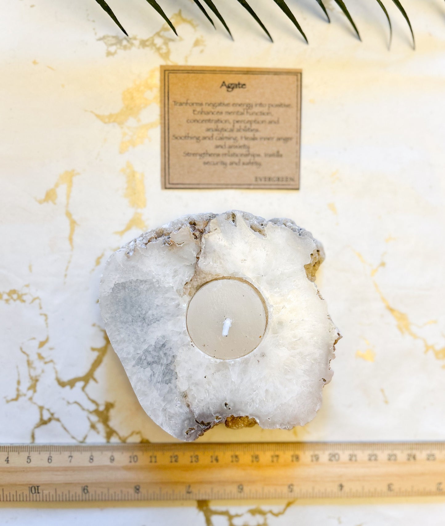 Raw / Rough Agate Crystal Tealight / Candle Holder - Positive Energy, Concentration & Healing
