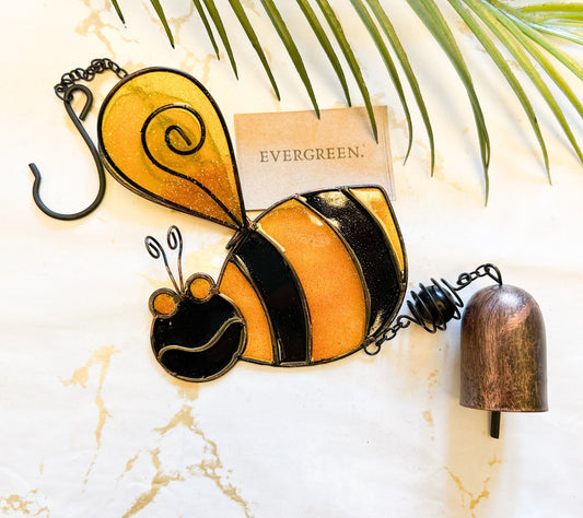 Bumble Bee Stained Glass Wind Chime - Garden / Home