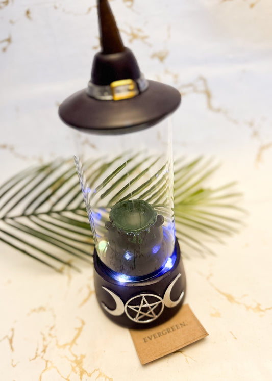 Witches Hat & Cauldron Light Up / Colour Changing Backflow Incense Burner