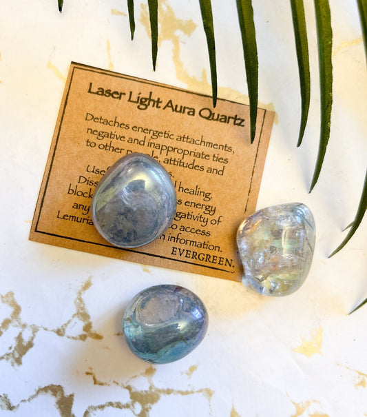 Laser Light Aura Quartz Crystal Tumbled Stone - Healing, Energy & Emotions