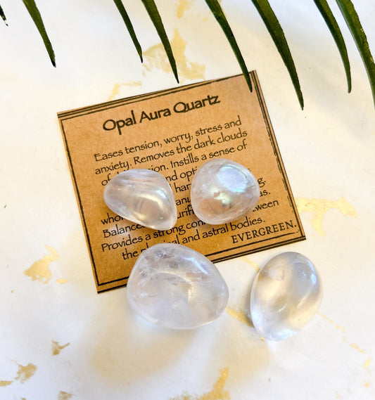 Opal Aura Quartz Crystal Tumbled Stone - Hope, Optimism & Balance