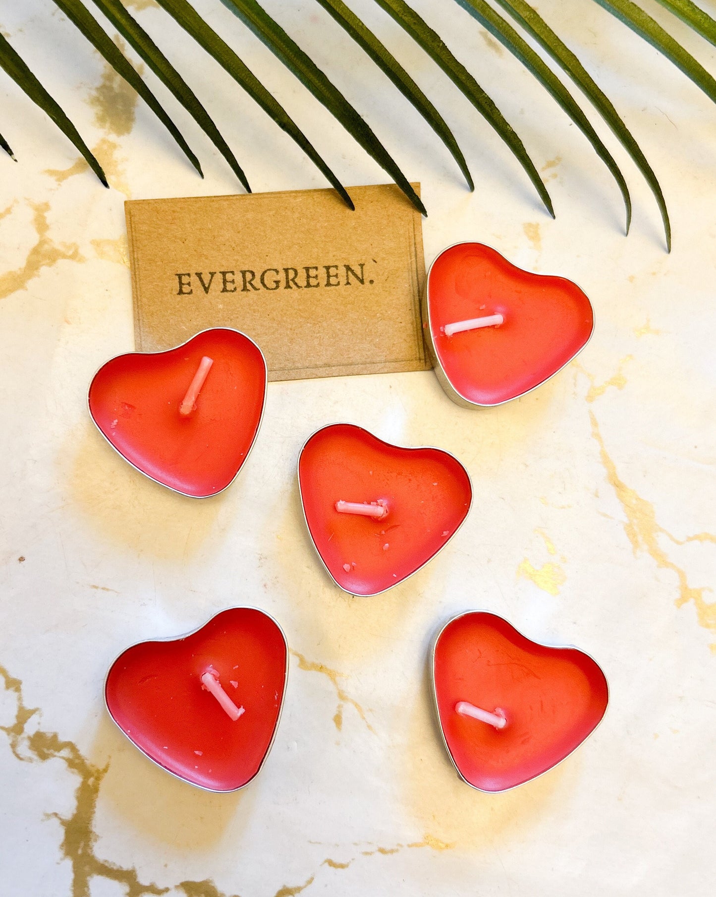 Red Heart Shaped Floral Lightly Scented Wax Tealight Candle - Love / Date / Valentine's / Anniversary / Wedding