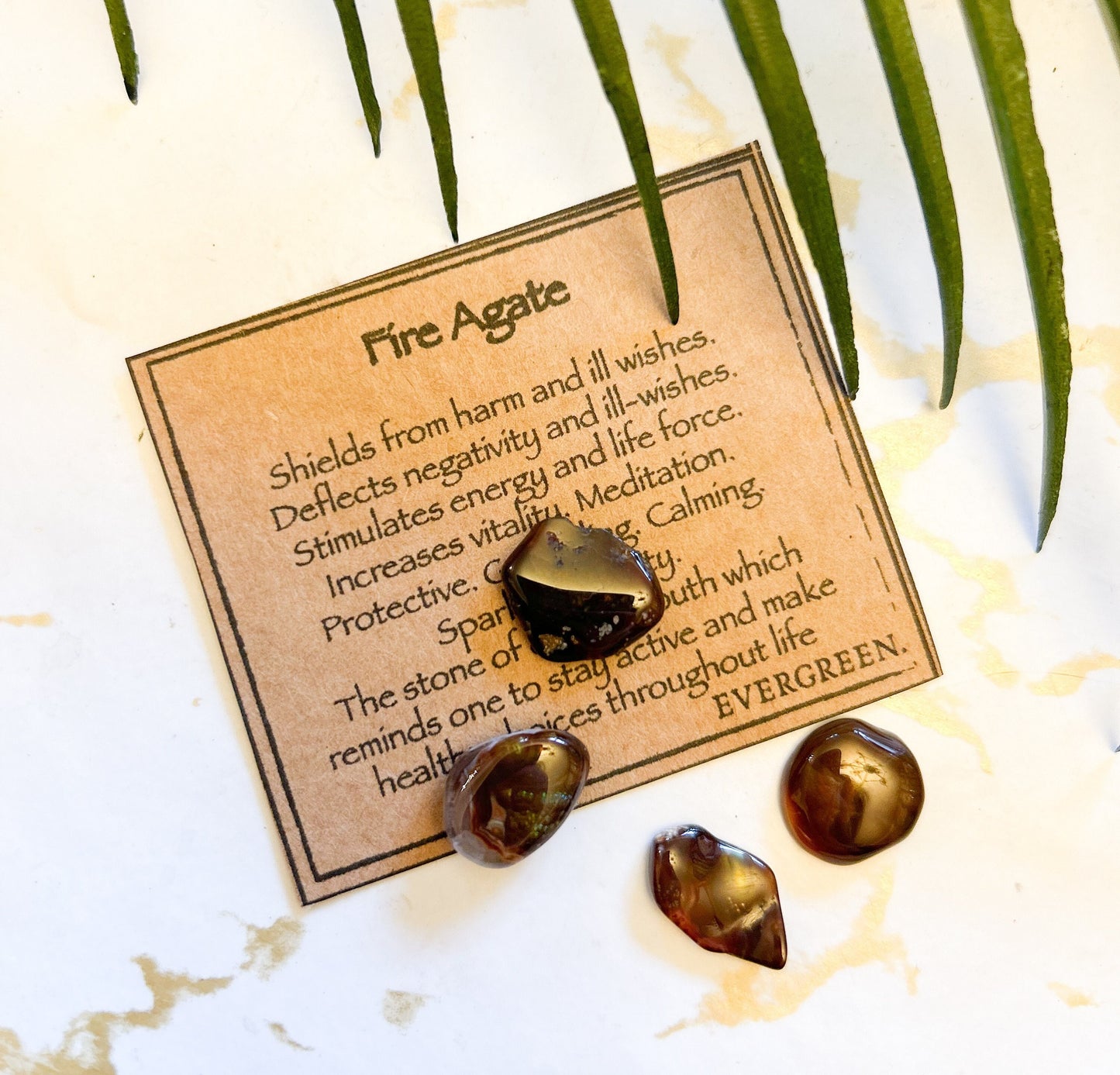 Fire Agate Crystal Tumbled Stone - Protection, Grounding & Vitality
