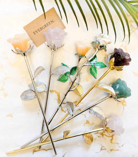 Crystal Rose & Metal Stem - Wide Variety Available!