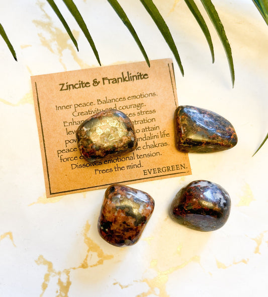 Zincite & Franklinite Crystal Tumbled Stone - Inner Peace, Balance, Creativity