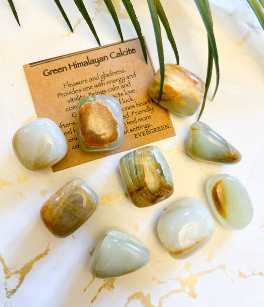 Green Himalayan Calcite Crystal Tumbled Stone - Vitality, Calm & Compassion