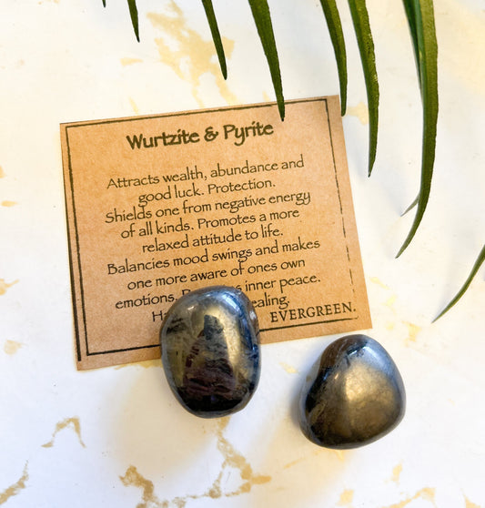 Wurtzite & Pyrite Crystal Tumbled Stone - Wealth, Abundance, Good Luck