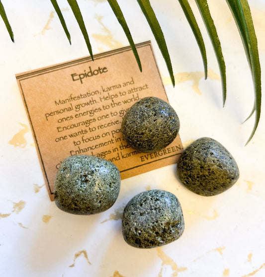 Epidote Crystal Tumbled Stone - Karma, Personal Growth & Positivity