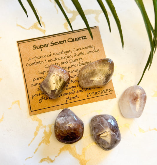 Super Seven Quartz Crystal Tumbled Stone - Personal Power, Psychic Abilities & Healing