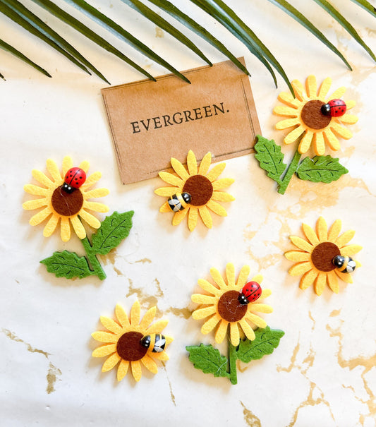 Felt Sunflower / Ladybug / Bee - Wide Variety Available!