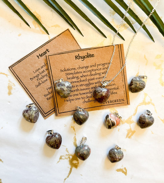 Rhyolite Crystal Heart Pendant - Acceptance, Healing & Self-Worth