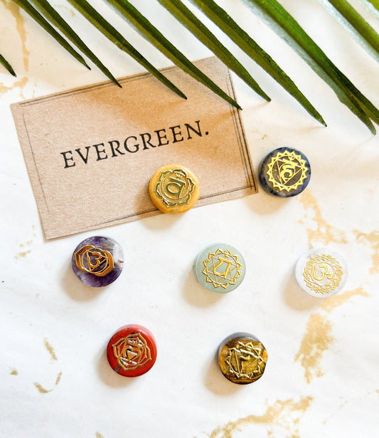 Crystal Chakra Meditation Button / Stone / Disc / Coin