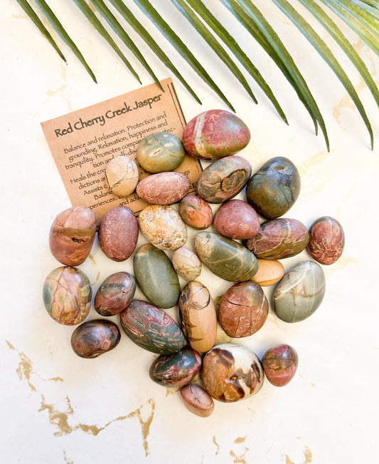 Red Cherry Creek Jasper Crystal Tumbled Stone - Protection, Balance & Relaxation
