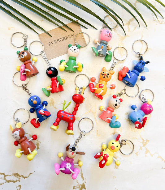 Wooden Peg Doll Animal Keychain - Wide Variety Available!