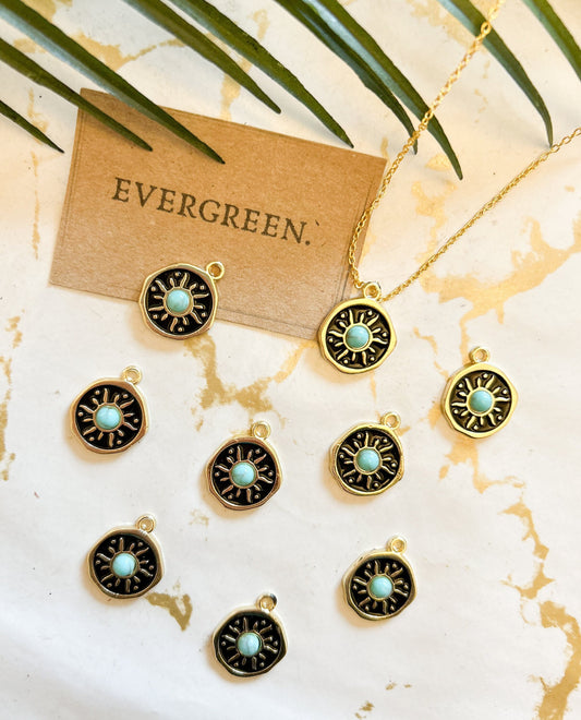 Celestial Turquoise Sun / Solar Pendant / Charm - Variety Of Chains Available!