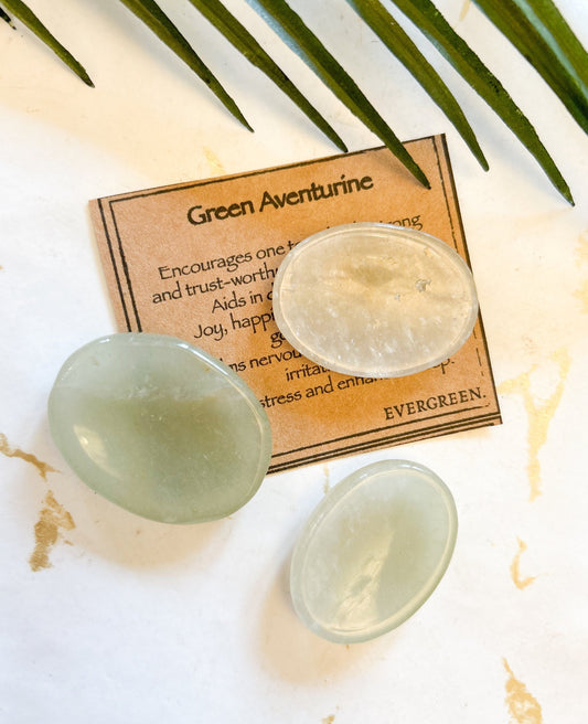 Green Aventurine Crystal Thumb / Worry Stone - Joy, Harmony & Good Luck