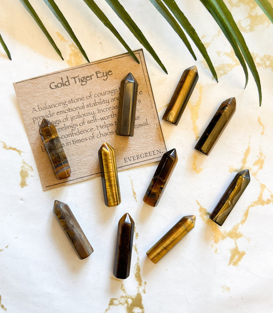 Gold Tiger Eye Crystal Point - Courage, Stability & Self-Confidence
