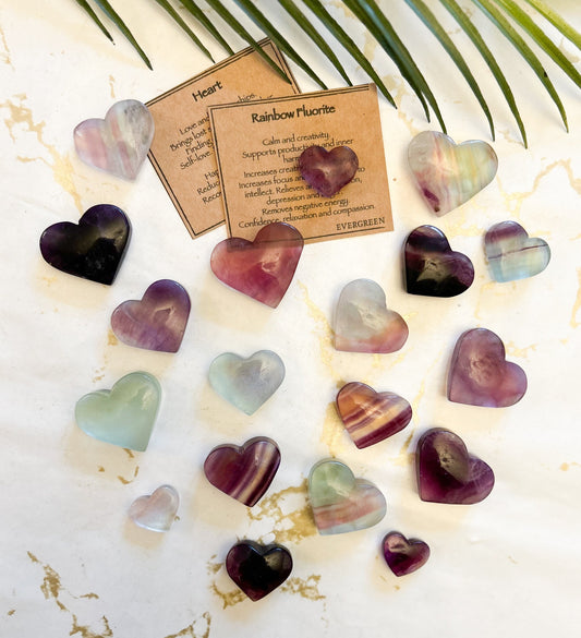 Rainbow Fluorite Crystal Heart - Calm, Creativity & Intuition