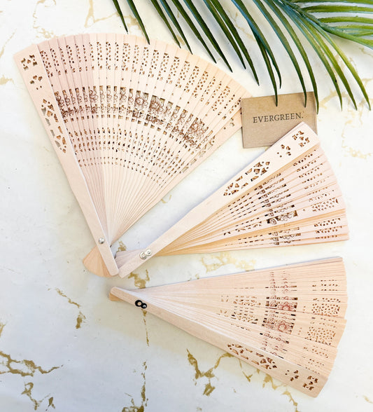 Sandalwood Chinese Ornate Floral Handheld Fan