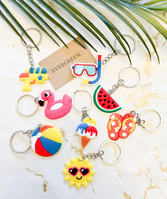 Summer Holiday / Beach Keychain - Flamingo / Flip Flops / Beachball / Ice Cream, Melon / Sunshine / Snorkel