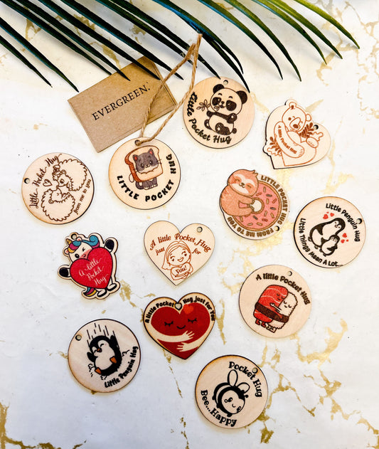 Wooden Pocket Hug / Token / Keepsake - Cat / Heart / Penguin / Unicorn / Sloth / Doughnut