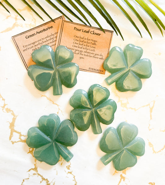 Green Aventurine Crystal Four Leaf Clover - Love, Luck & Hope