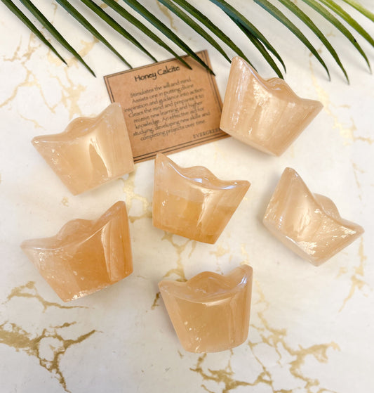 Honey Calcite Crystal Yuanbao Carving - Inspiration, Guidance & Knowledge