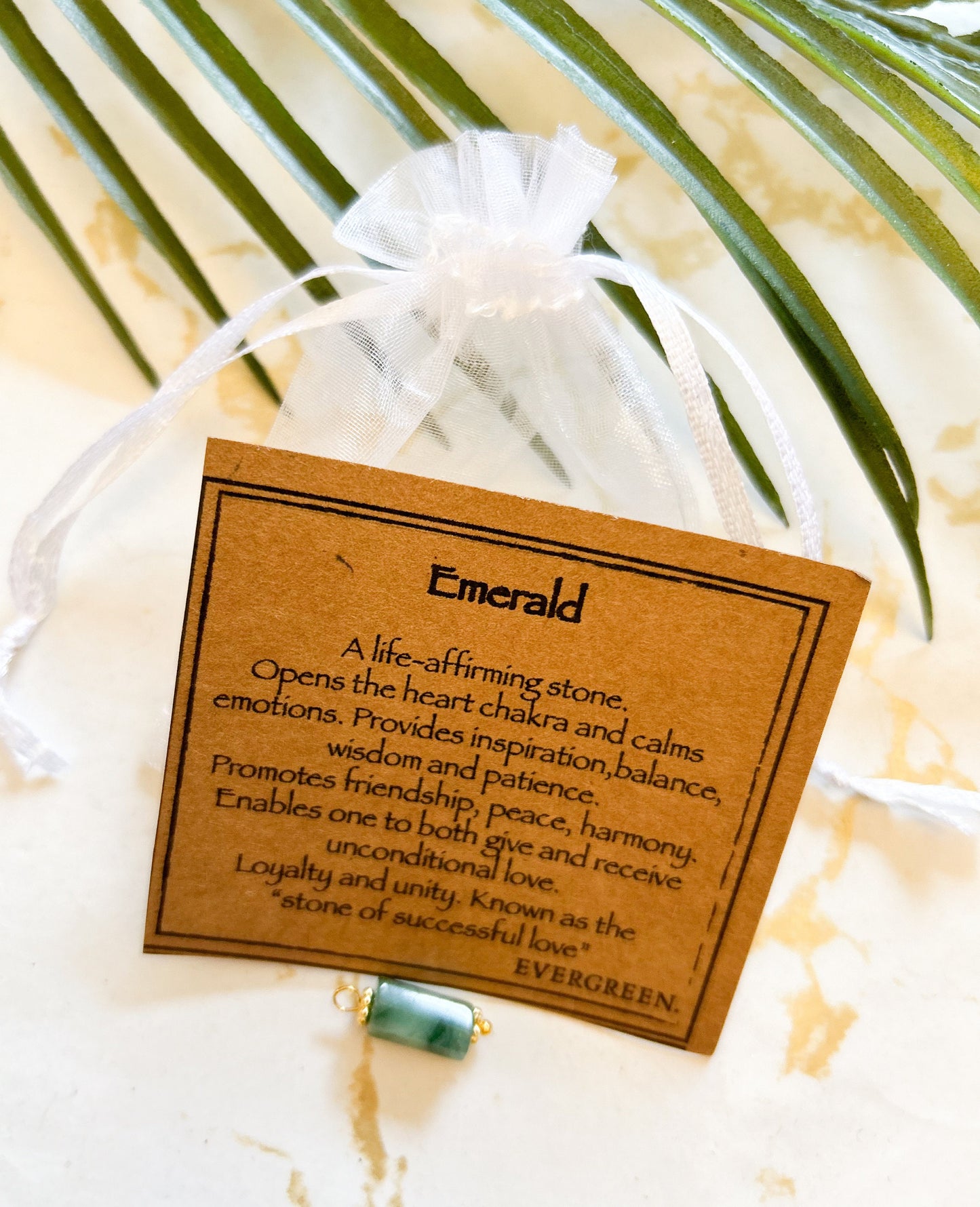 Emerald Crystal Pendant - Peace, Love & Unity