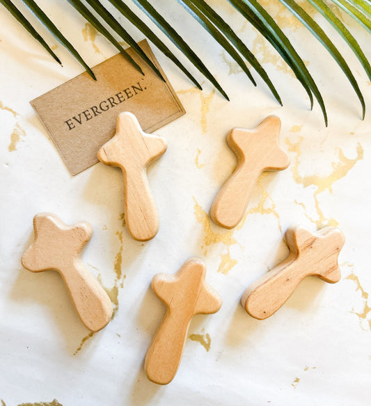 Wooden Pocket Cross - Faith / Religion / Prayer / Stress / Anxiety / Peace / Love / Hope / Protection