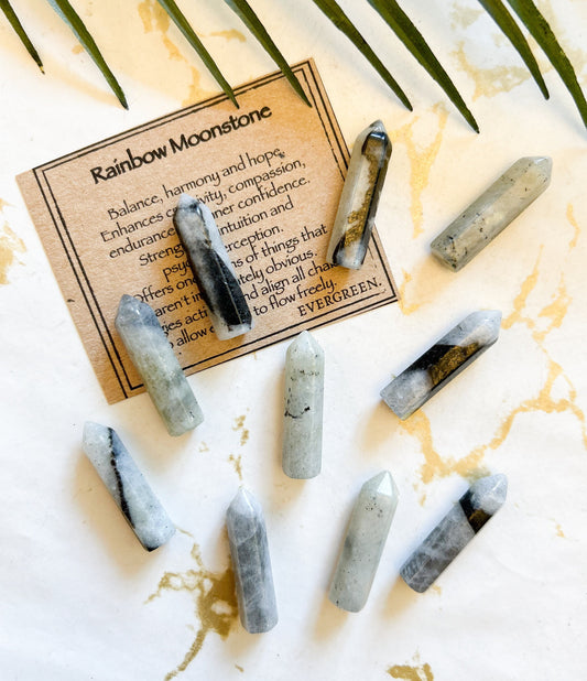 Rainbow Moonstone Crystal Point - Balance, Harmony & Hope