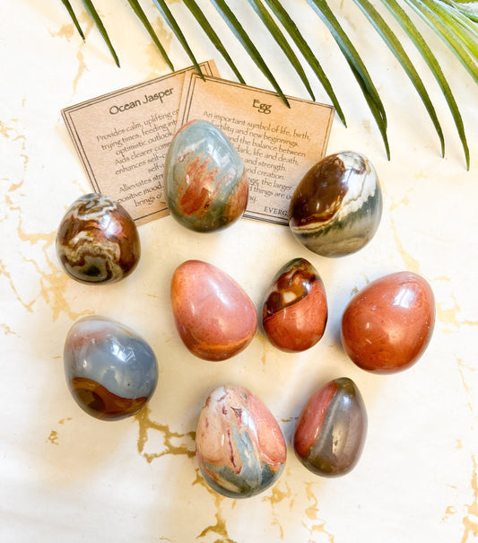 Ocean Jasper Crystal Egg - Calming, Positivity & Uplifting Energy