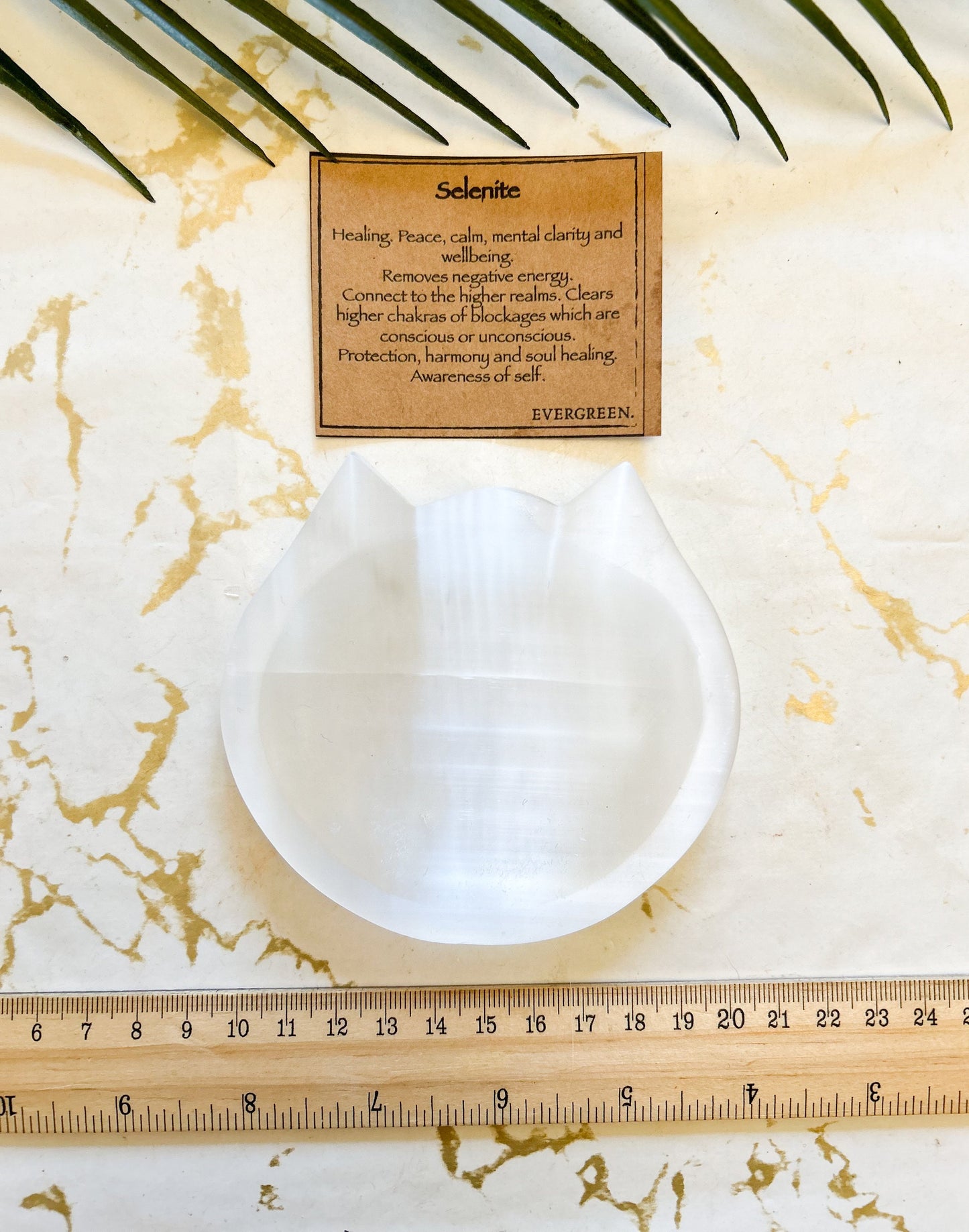 Selenite Cat Crystal Trinket Dish - Peace, Clarity & Wellbeing