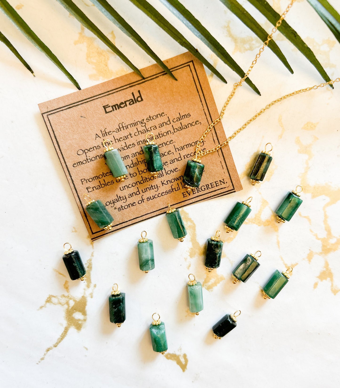 Emerald Crystal Pendant - Peace, Love & Unity