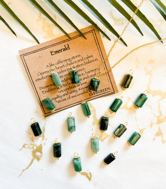 Emerald Crystal Pendant - Peace, Love & Unity