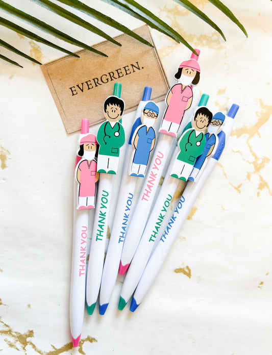 Pink / Green / Blue Thank You Black Ink Biro / Pen - Doctor / Nurse / NHS / Midwife / Hospital / Medical / Student / Teacher / Healthcare