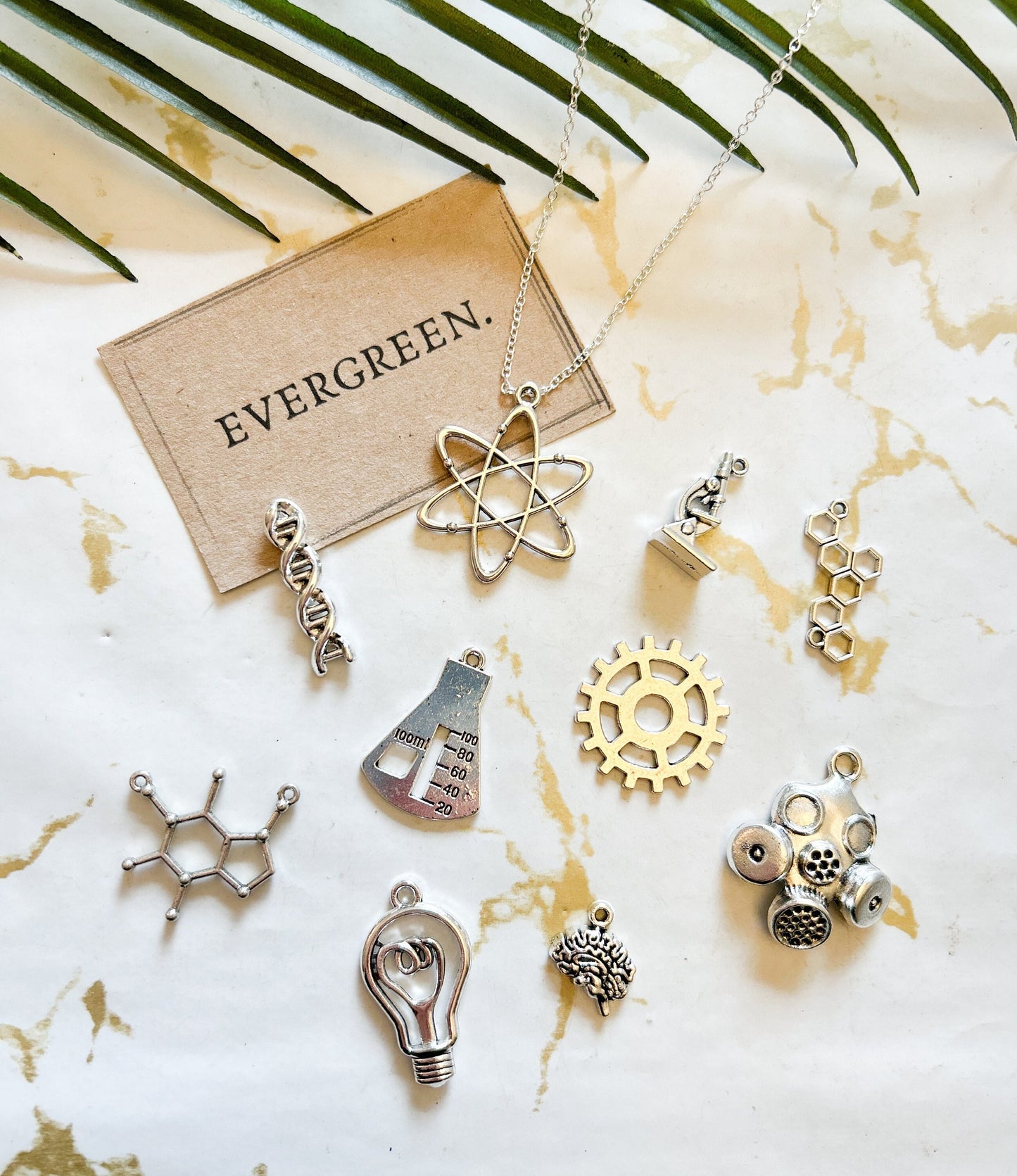 Scientist, Inventor, Lab, DNA, Chemistry, Science Pendant / Charm - Brain, Mask, Cog, Microscope, Student, Doctor, Research
