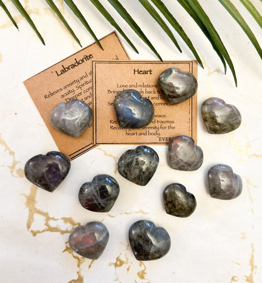 Labradorite Crystal Heart 25mm-30mm - Stress & Anxiety Relief