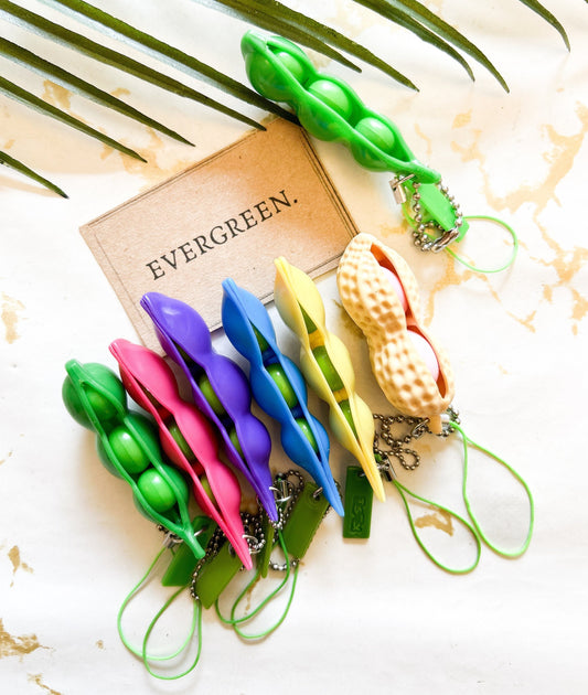 Pea Pod / Peanut Stress Relief / Fidget Toy Keychain - Cute, Love, Boyfriend, Girlfriend, Friends, Best Friends, Siblings