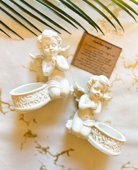 Guardian Angel / Cherub Candle / Tea Light Holders - Set Of 2