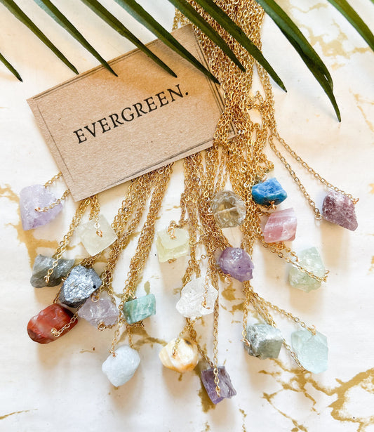 Raw / Rough Crystal Pendant & Gold Chain Necklace - Wide Variety Available!
