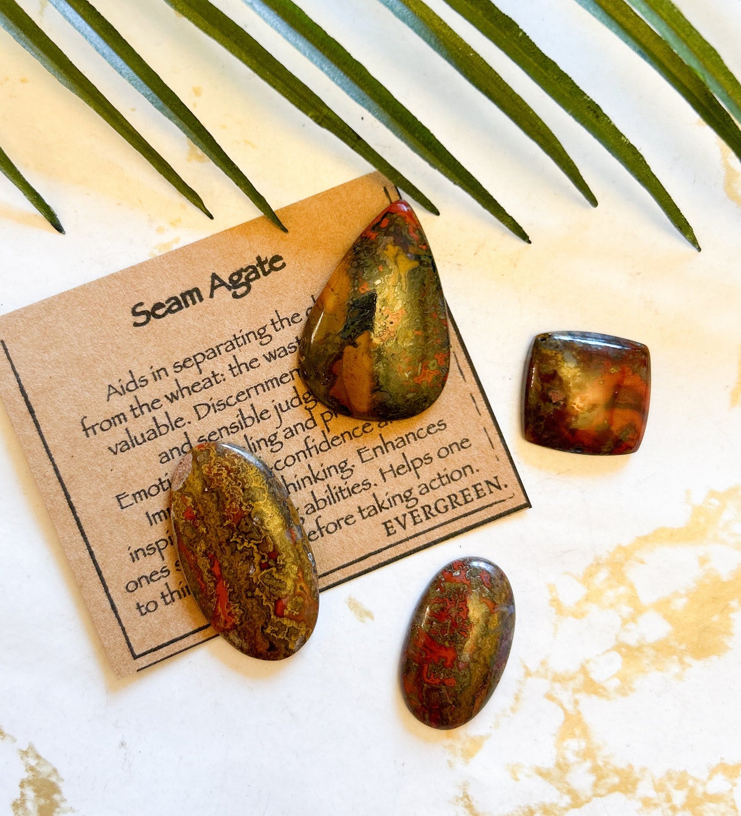 Seam Agate Crystal Cabochon - Healing, Protection & Realistic Thinking