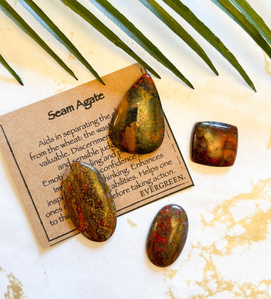 Seam Agate Crystal Cabochon - Healing, Protection & Realistic Thinking