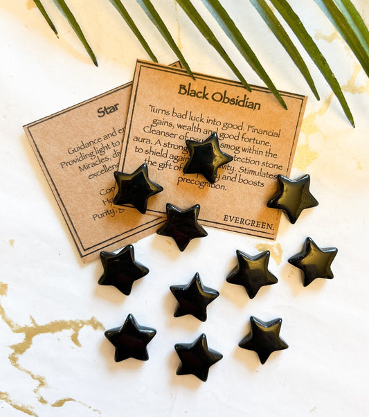 Black Obsidian Crystal Star - Financial Gain, Good Fortune & Luck