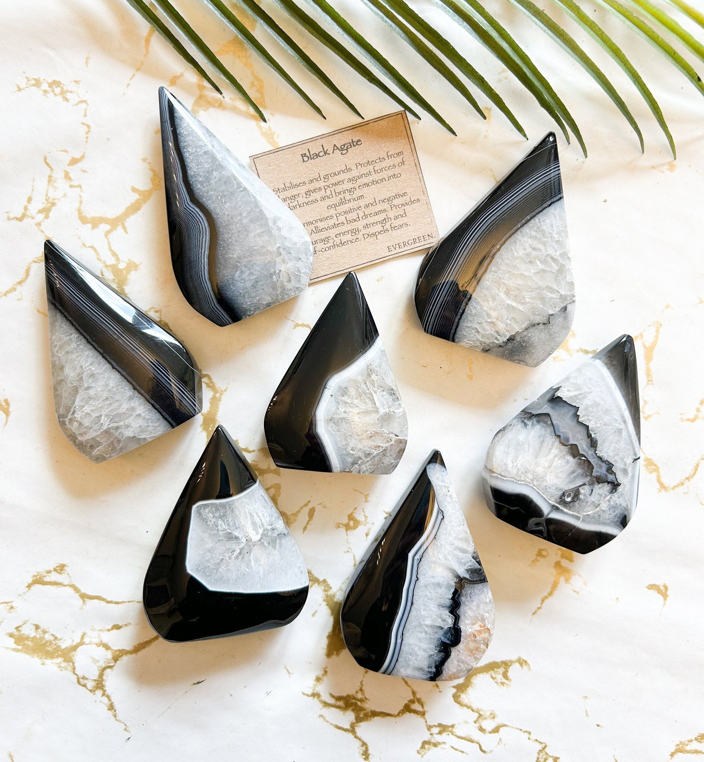 Black Lace Agate Crystal Drop Freeform Carving - Positive Energy, Concentration & Healing