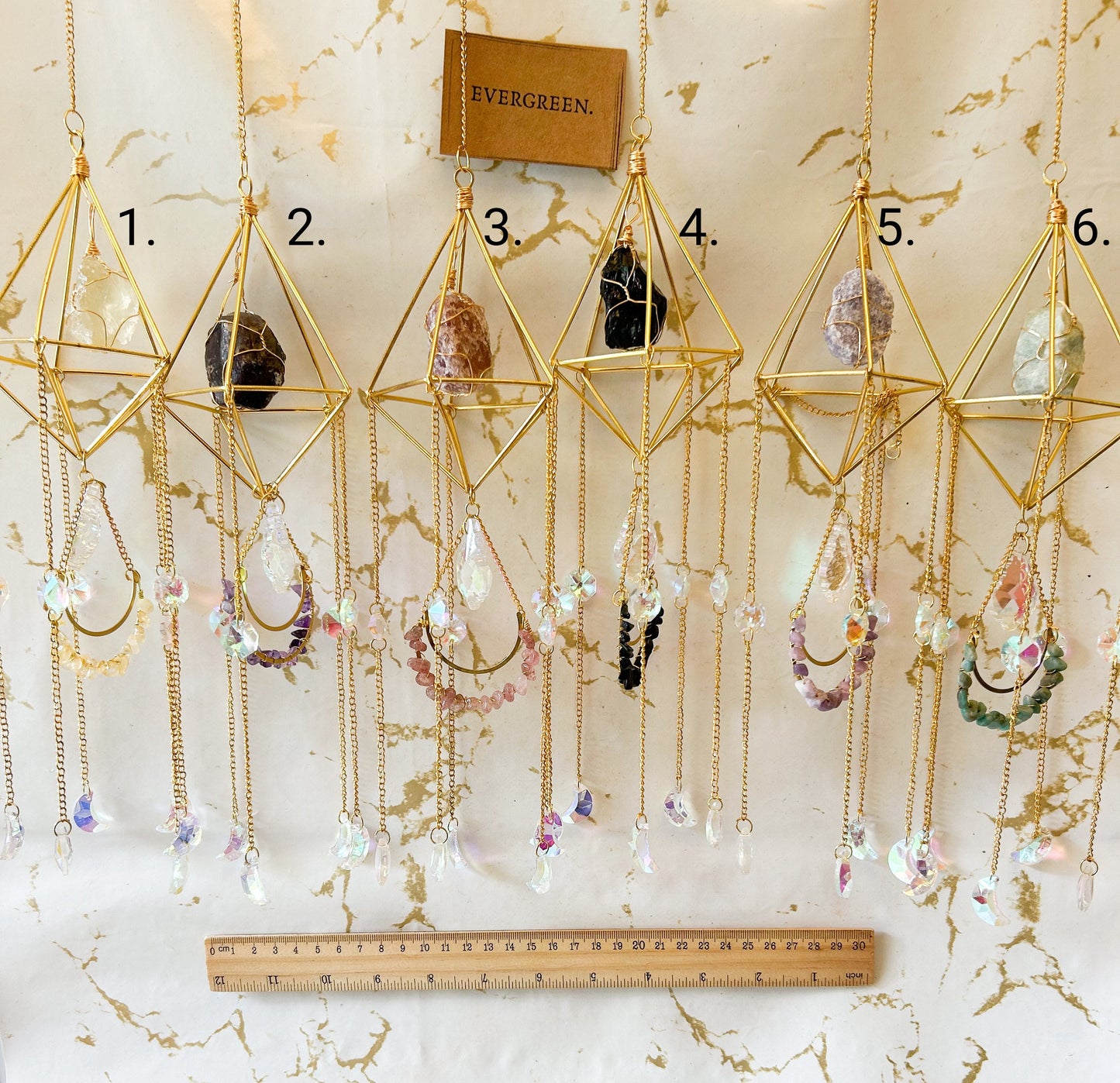 Raw / Rough Crystal Gold Polygon Sun Catcher - Wide Variety Available!
