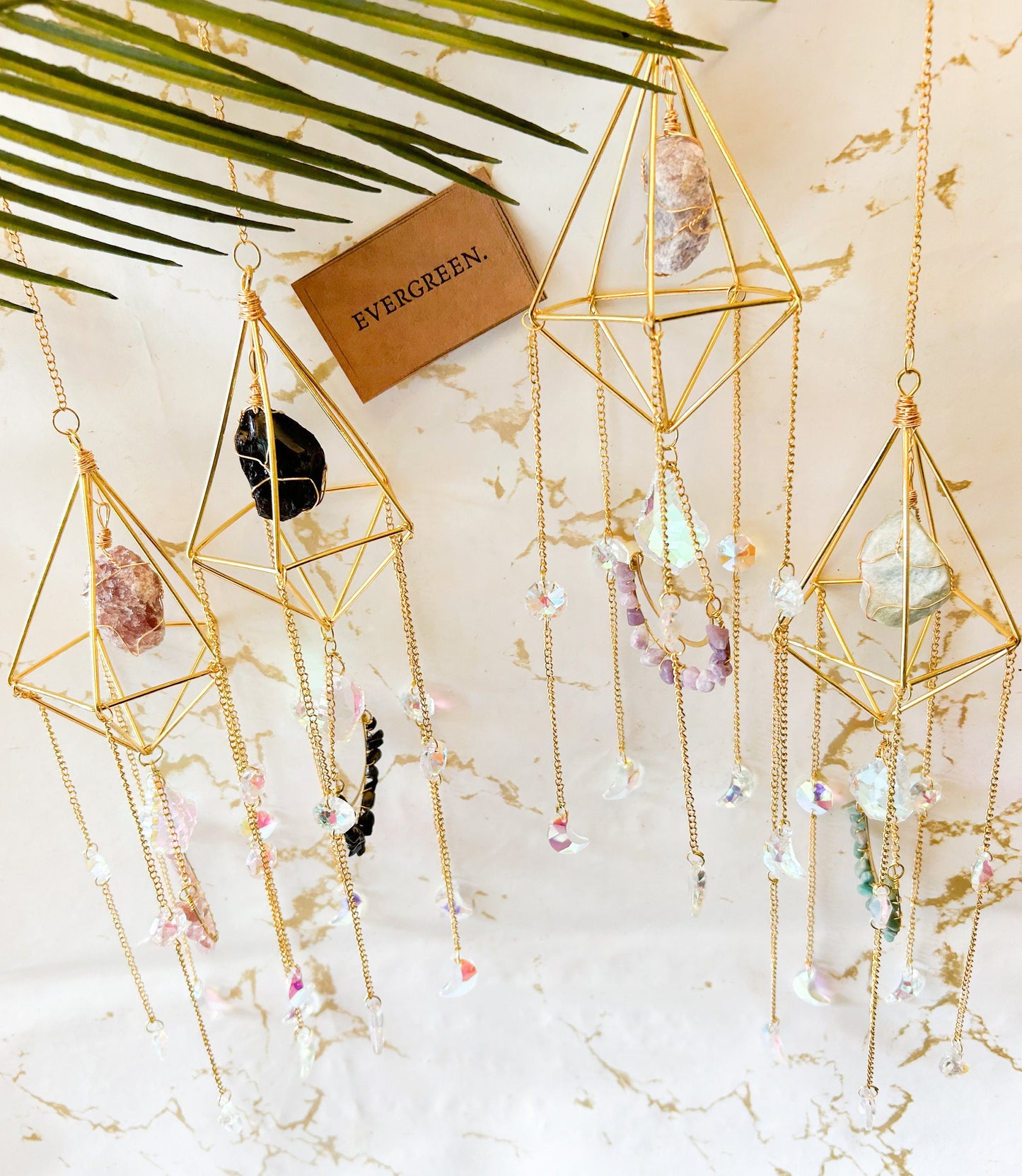 Raw / Rough Crystal Gold Polygon Sun Catcher - Wide Variety Available!