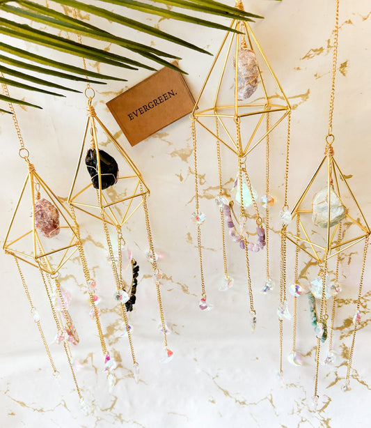Raw / Rough Crystal Gold Polygon Sun Catcher - Wide Variety Available!