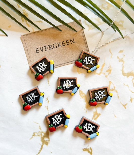 Resin Pendant / Charm ABC Blackboard / Apple / Pencil / Classroom - Teacher, Leavers, Graduation, School, Learning, Education, Student