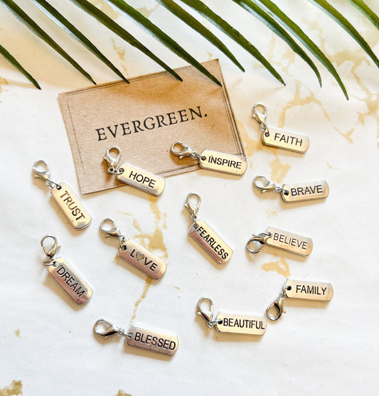 Charm / Pendant Motivational / Inspirational Words - Blessed, Believe, Trust, Dream, Family, Brave, Fearless, Hope, Faith, Love, Beautiful